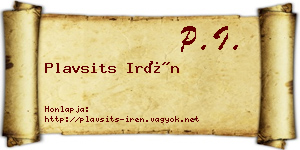 Plavsits Irén névjegykártya